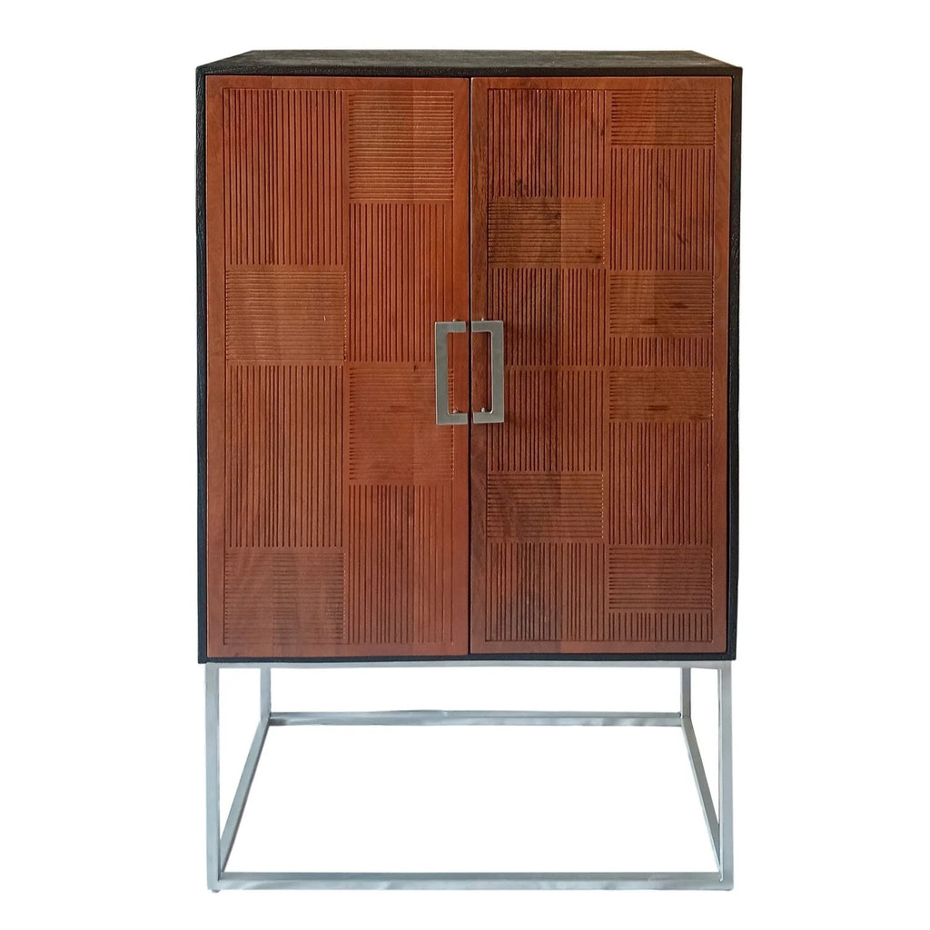 64 Inch Walnut Brown Mango Wood Bar Cabinet with Inner Shelves M51770