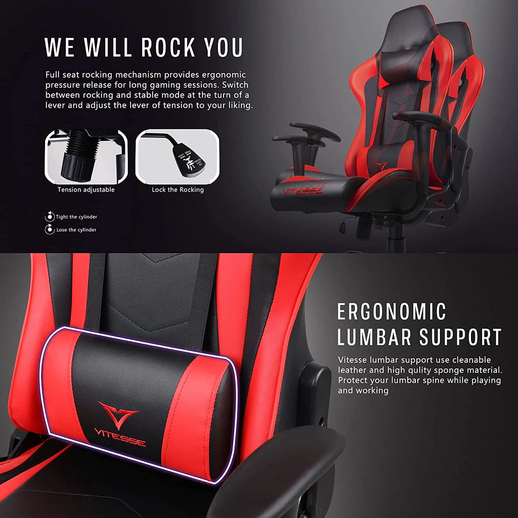 Gaming Chair with Lumbar Support and Headrest U9436