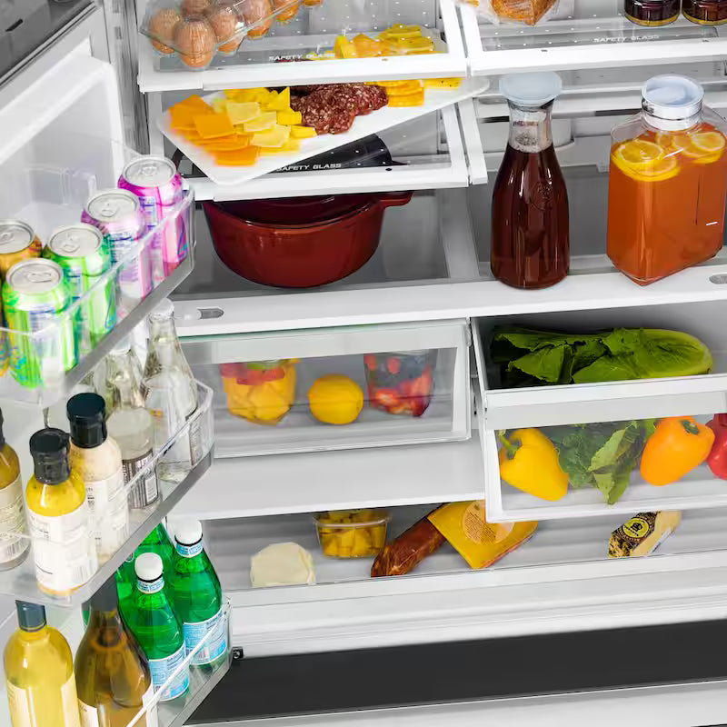 36 in. 4-Door French Door Refrigerator with Internal Ice Maker in Stainless Steel & Matte Black K44643