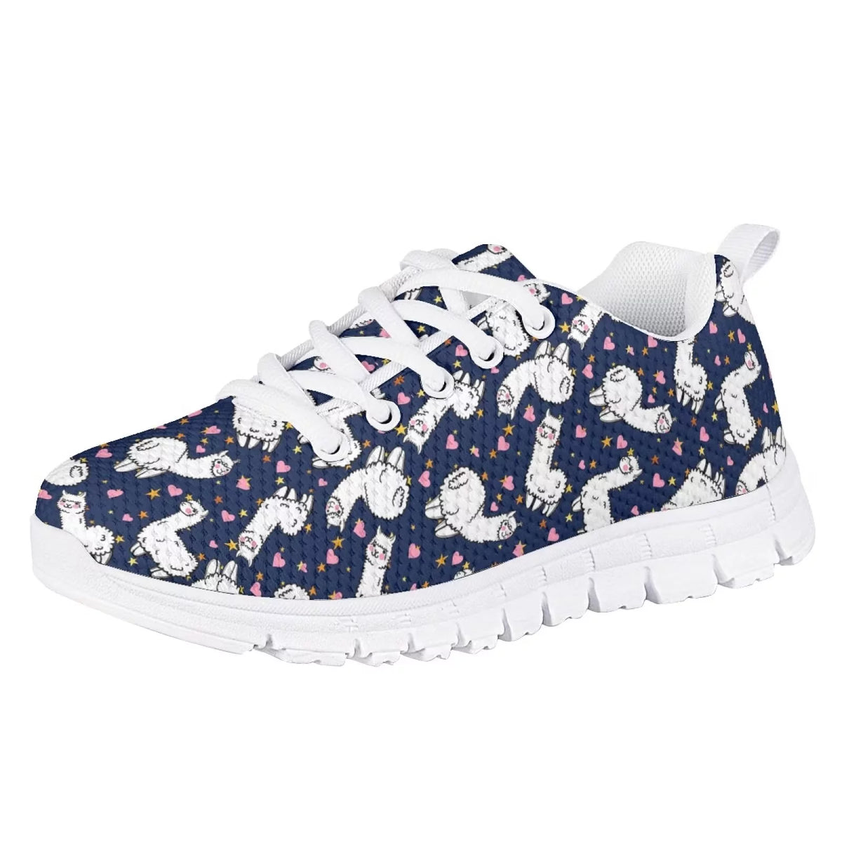 Sneakers for Girls Cartoon Alpaca Print Low Top Lace Up Size 11.5 B45752
