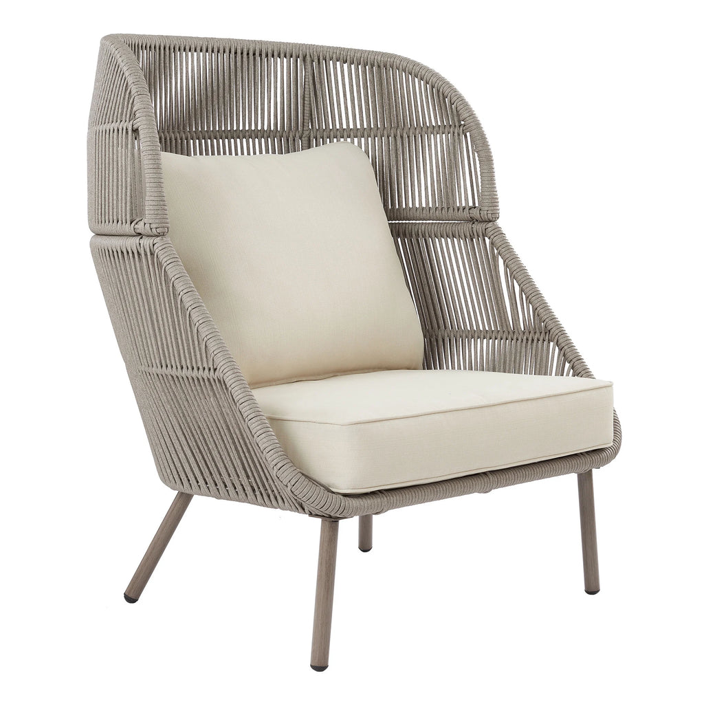 Beige Wicker Outdoor Accent Chair with Cushions W58064