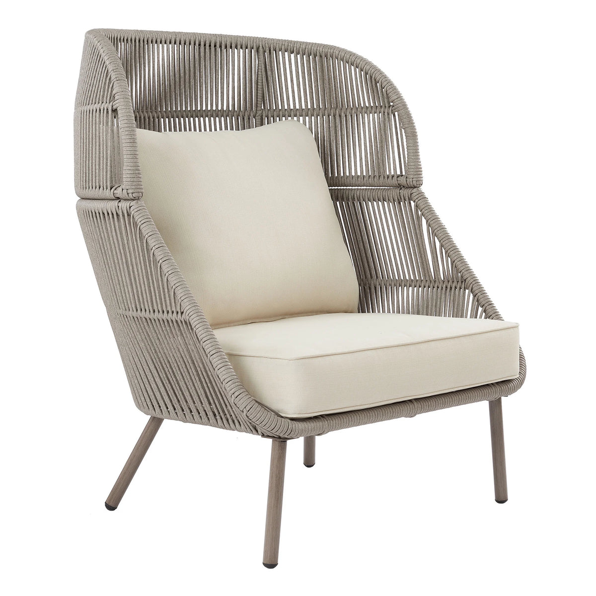 Beige Wicker Outdoor Accent Chair with Cushions W58064