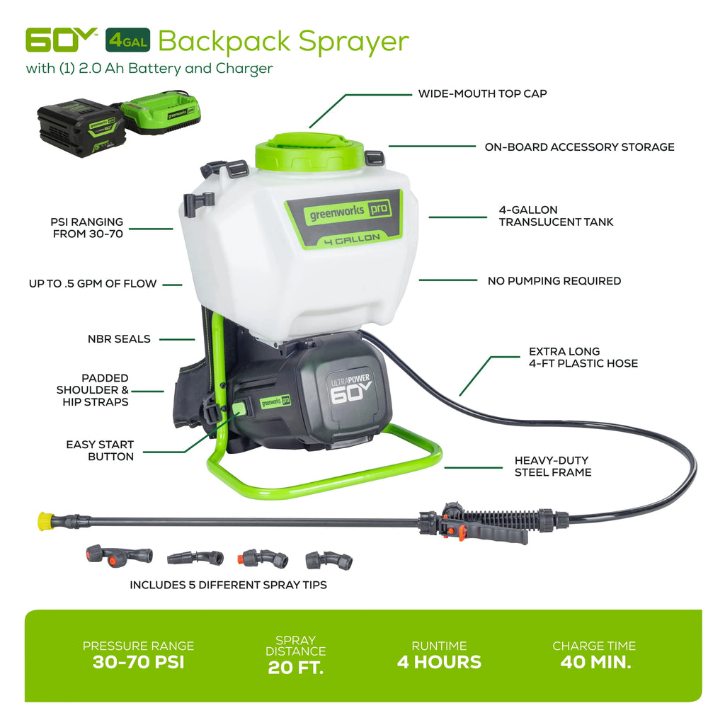 60V 4 Gallon Cordless Battery Backpack Sprayer X288