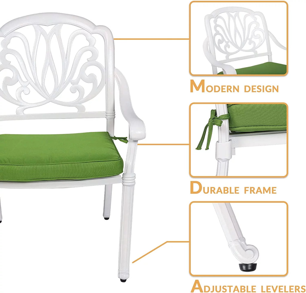 3-Piece Cast Aluminum Outdoor Patio Dining Set with 2 Cushioned Chairs and Round Table R538