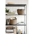 Modern Slim Bookcase Recycled Natural Steel Black M505
