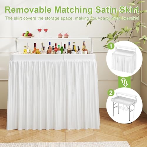 Folding Ice Cooler Table with Storage Shelf, White S1397