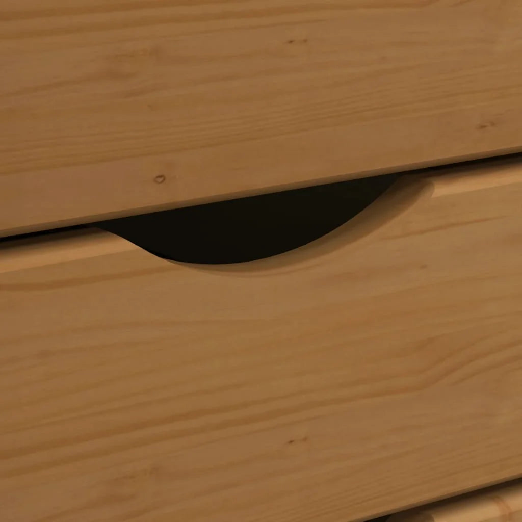 Honey Brown Solid Wood Pine Rolling Cabinet with Drawers Q1393