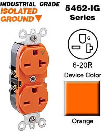 Orange 20A 250V Duplex Receptacle U389721