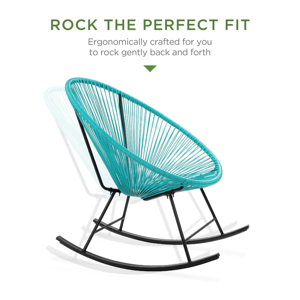 3-Piece All-Weather Woven Rope Bistro Set with Rocking Chairs F1189