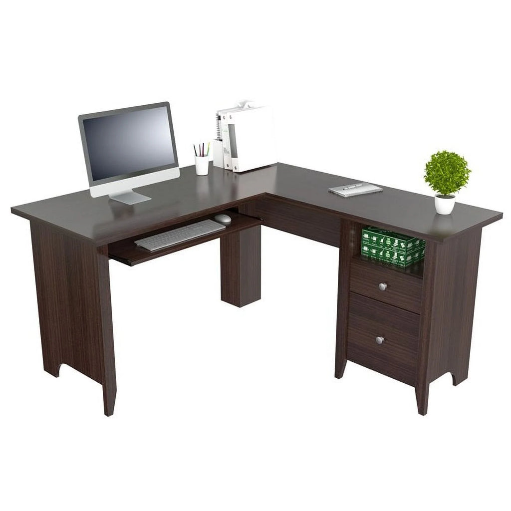 L-Shaped Computer Desk & Corner Bookcase W542