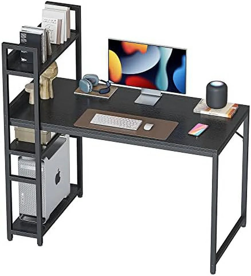 55 inch Black Computer Desk with Shelves P567