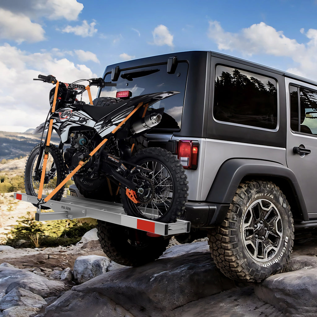 73" Stainless Steel Dirt Bike Hitch Mount Carrier with Ramp Y682798