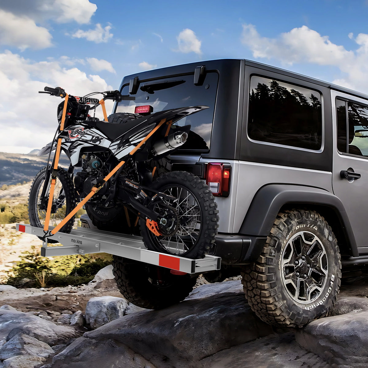73" Stainless Steel Dirt Bike Hitch Mount Carrier with Ramp Y682798
