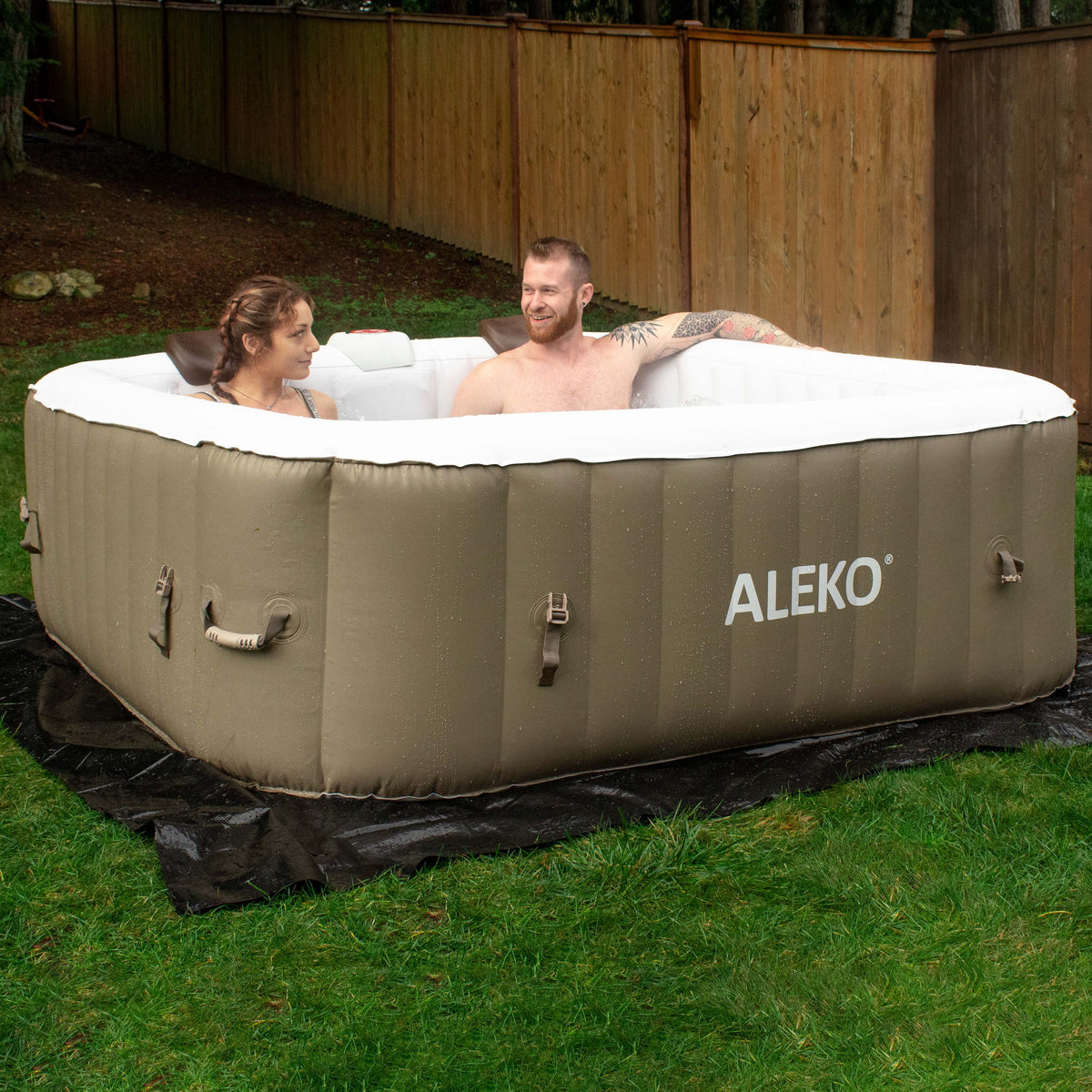 6 Person 100-130 Jet Inflatable Hot Tub Spa with Cover Z192510