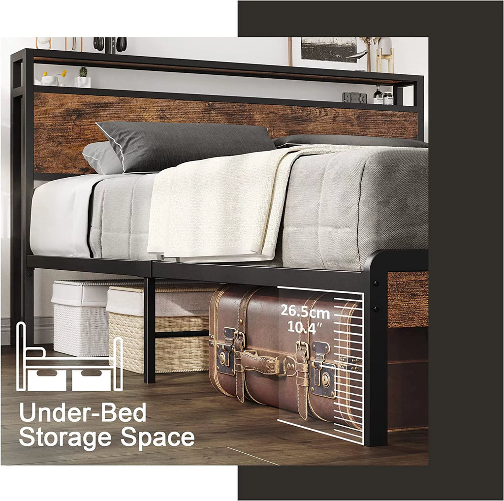 Queen Bed Frame with Industrial Headboard I175