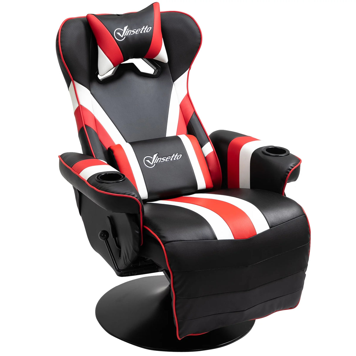 Black White Red Gaming Chair with Footrest and Cup Holder B32098