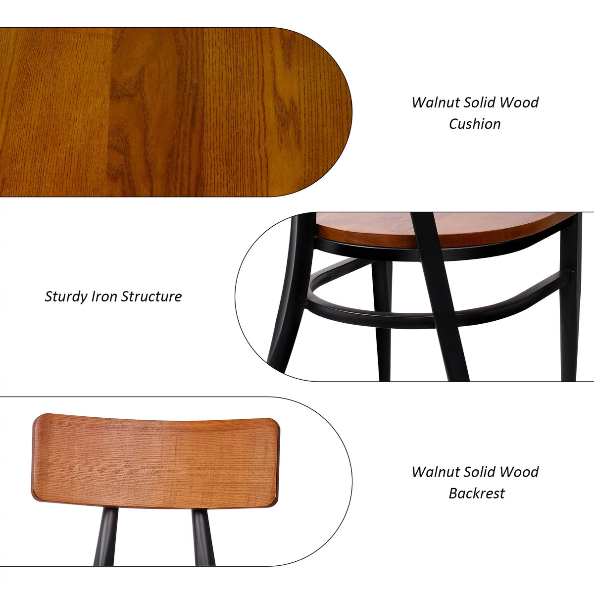 Mid Century Modern Dining Chairs Set of 2 Walnut Wooden B364515