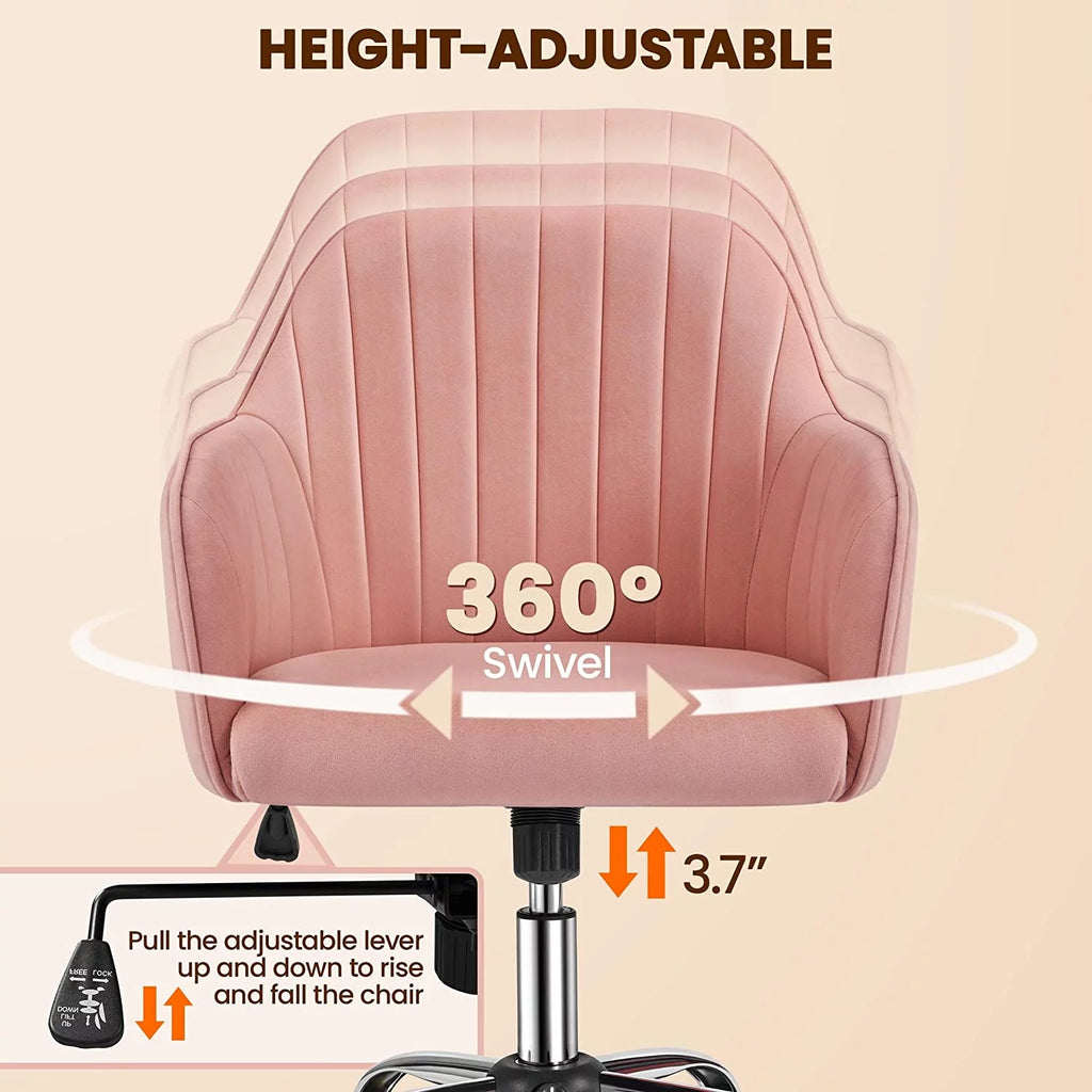 Velvet Height Adjustable Swivel Office Chair with Arms M319