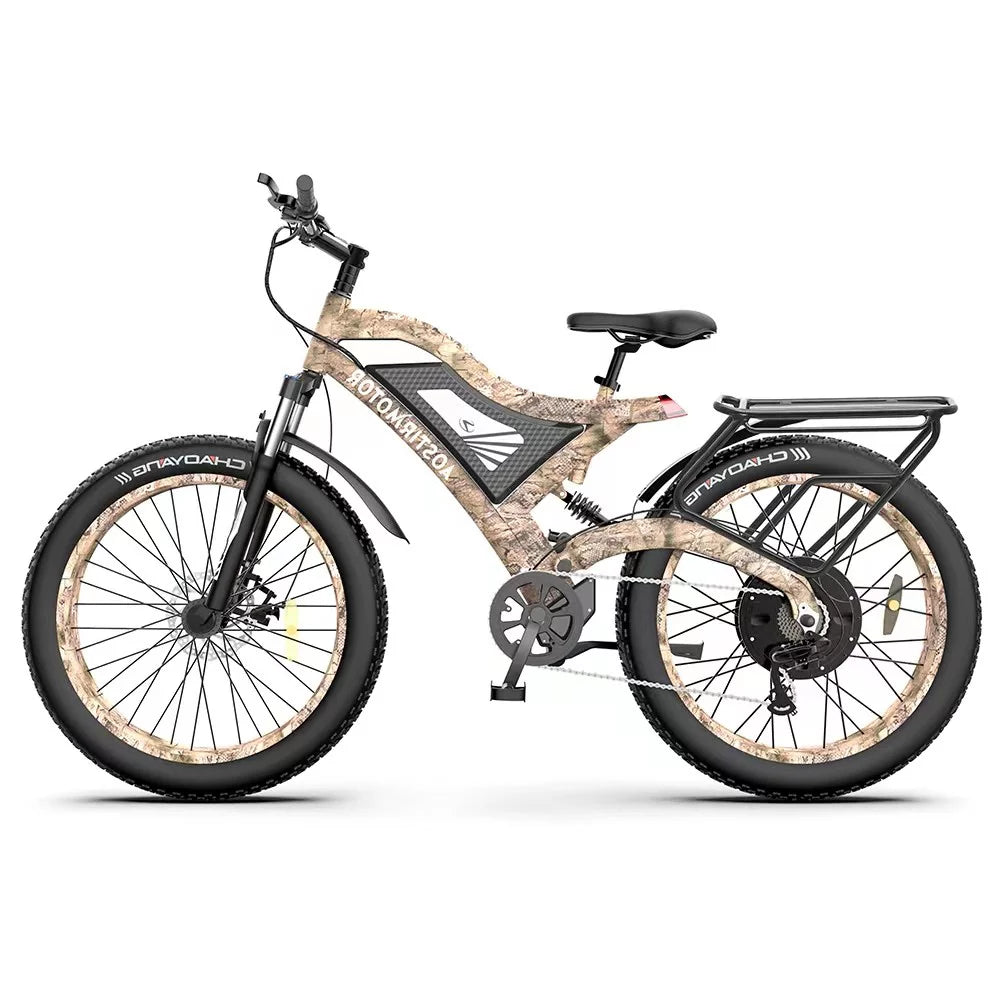 26 1500W Fat Tire Electric Bike 48V 15AH Removable Lithium Battery Full Suspension Mountain Bicycle M860350