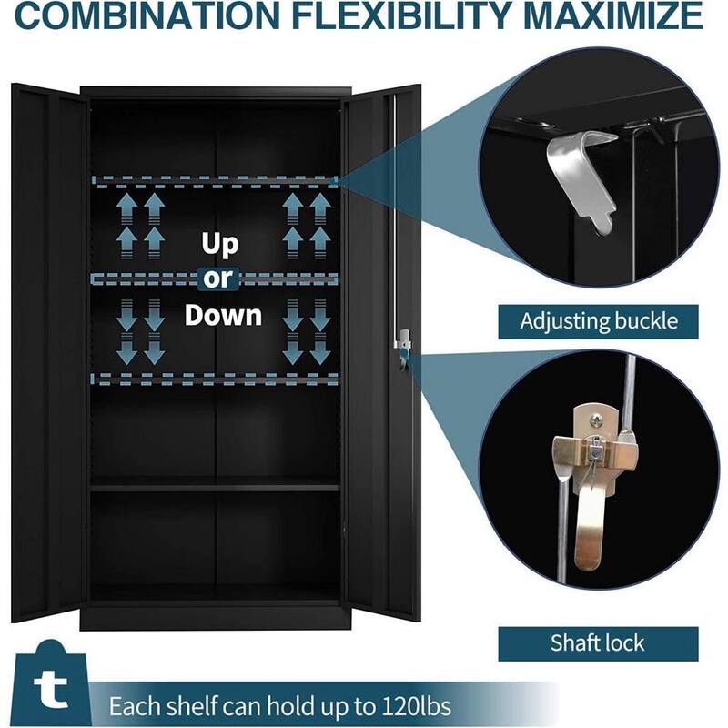 Metal Storage Cabinet Set in Black S1196