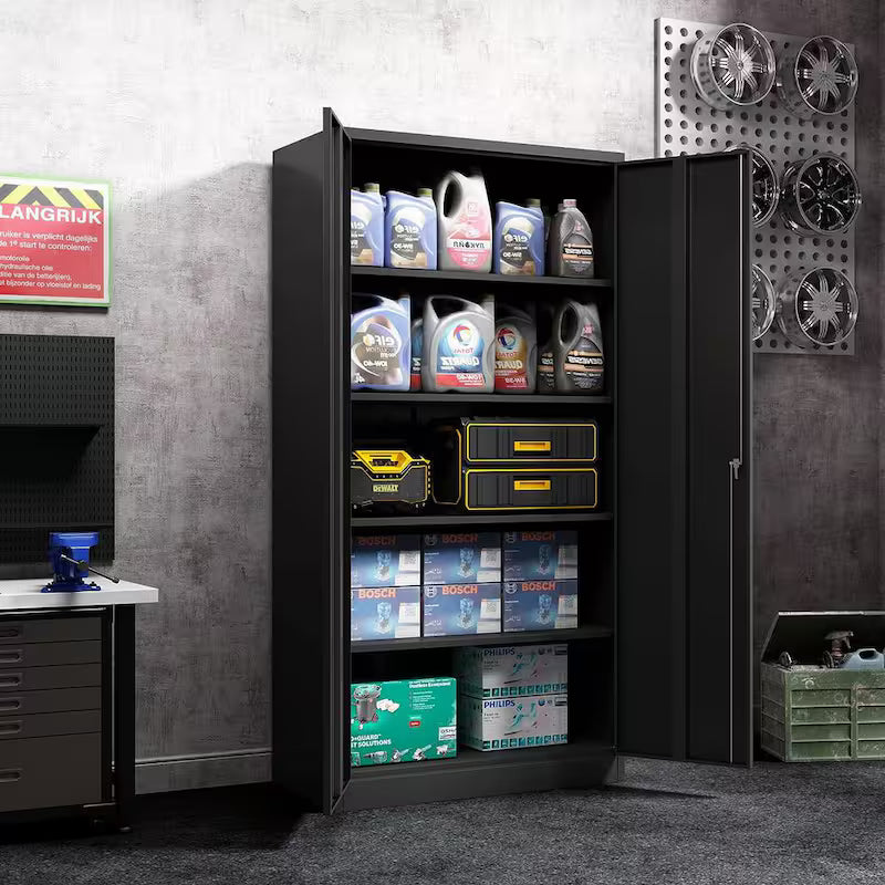 Metal Storage Cabinet Set in Black S1196