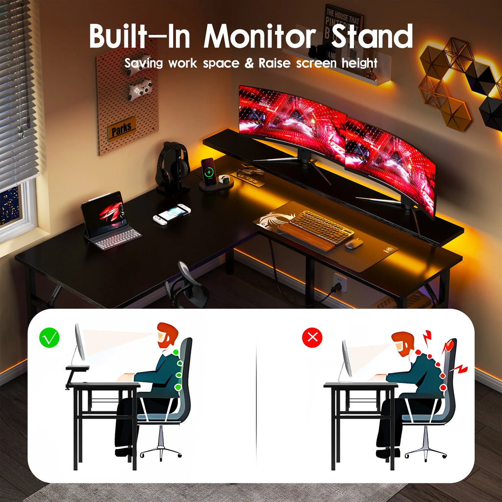 Black Corner Gaming Desk L25042