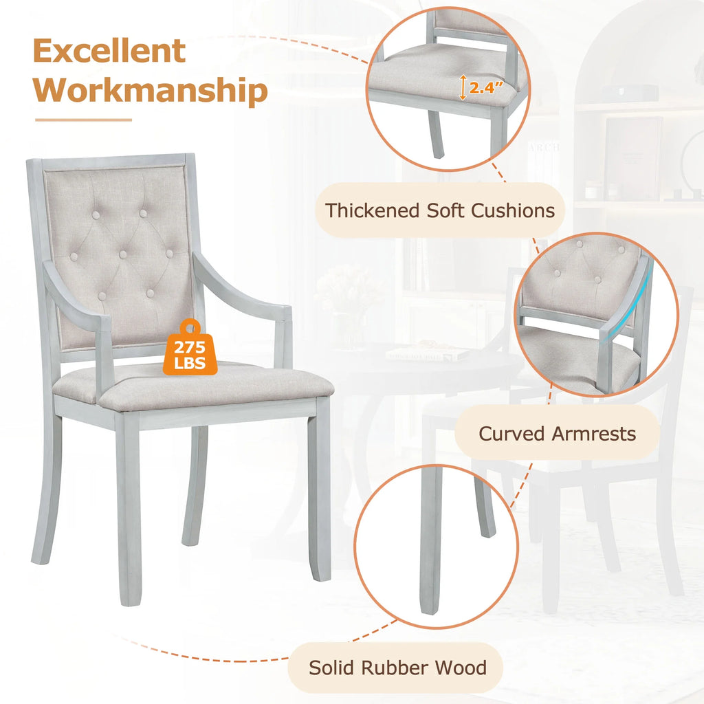 5 Piece Gray Wood Dining Table Set with 4 Upholstered Chairs Z92760