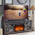 Dark Rustic Oak Fireplace TV Stand with LED Lights D6311