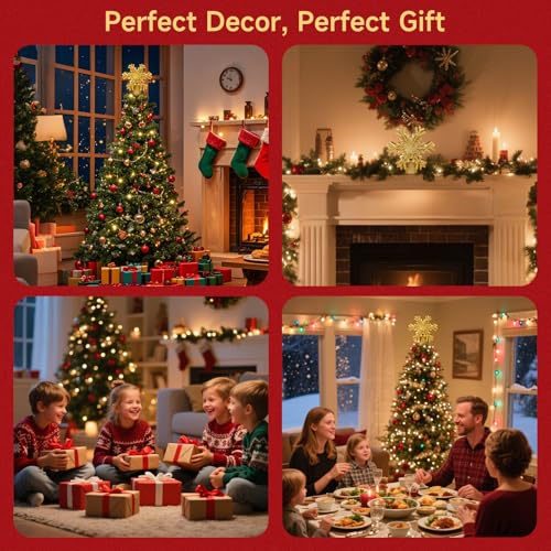Lighted Christmas Tree Topper with Rotating Snowflake Projector W726506
