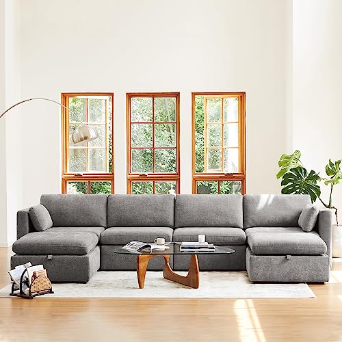 Oversized L Shaped Sectional Sofa with Storage Ottoman M378