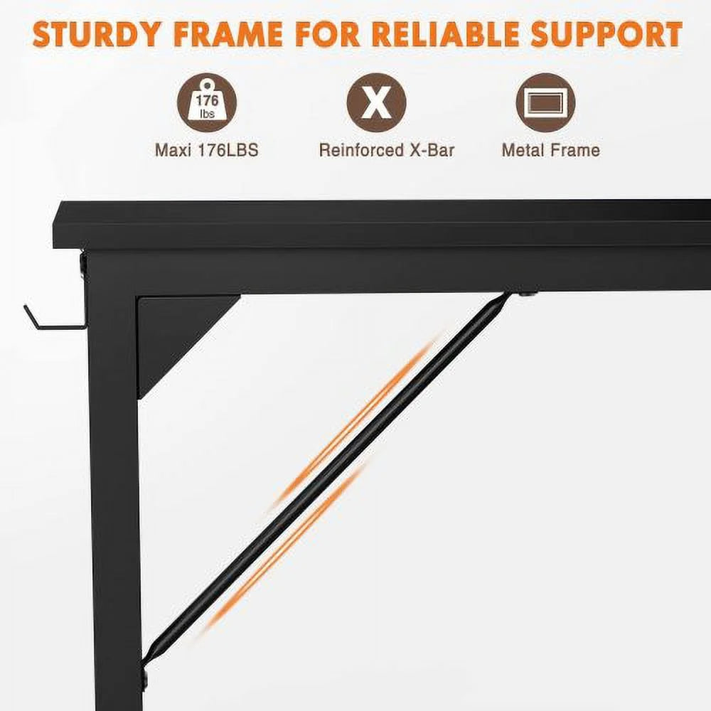 Black 31 Inch Wooden Office Desk with Storage D733