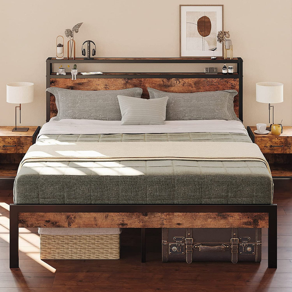 Queen Bed Frame with Industrial Headboard I175