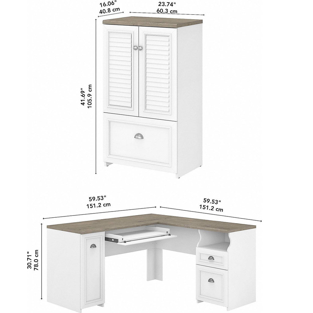 Gray L Shaped Desk with Storage Cabinet and File Drawer X499145