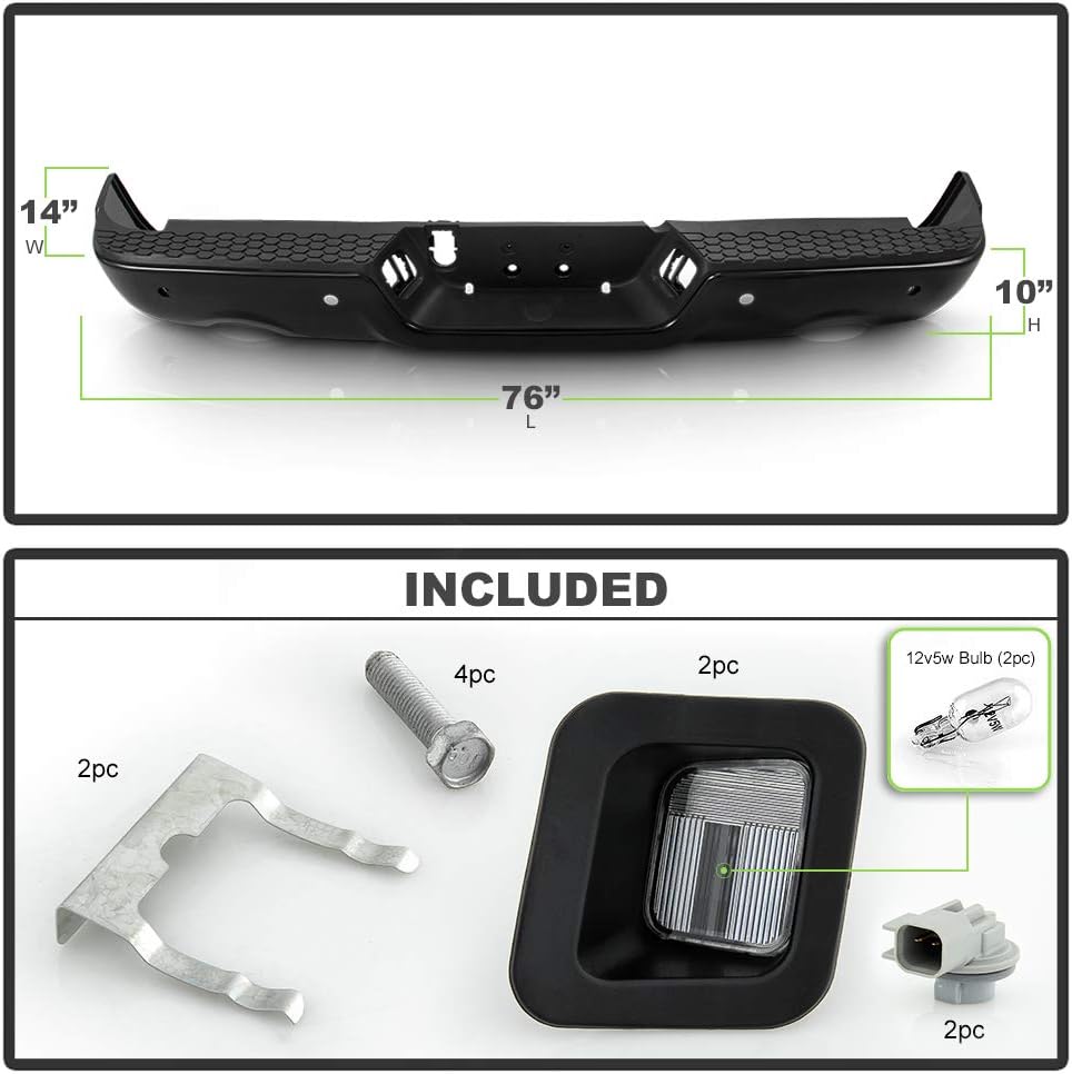 Black Steel Rear Step Bumper Assembly L321545
