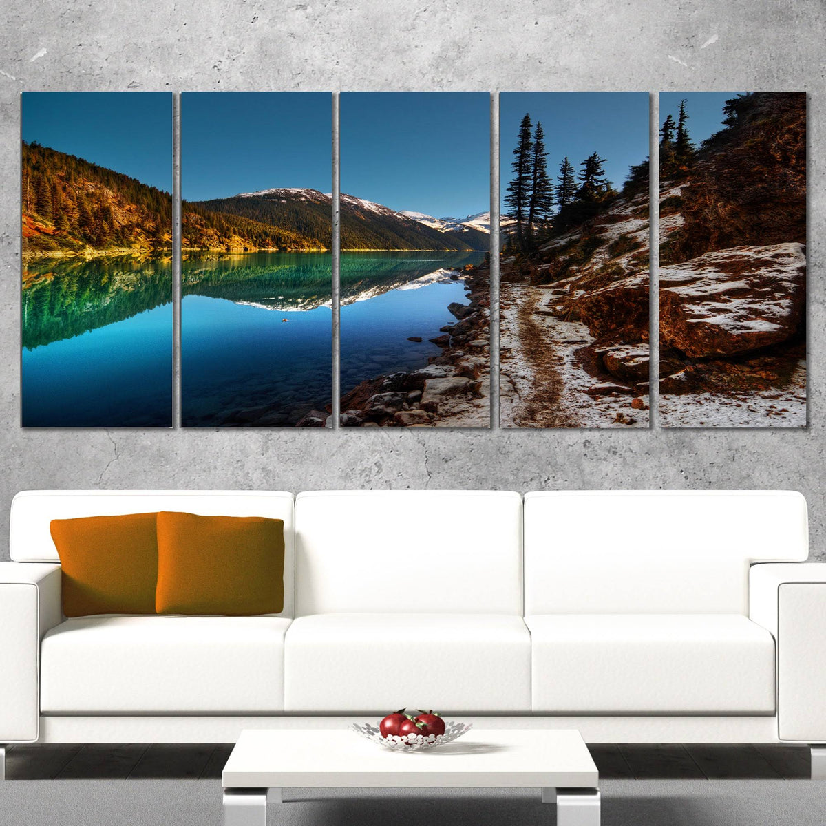Blue Clear Lake with Mountains Art Canvas U764