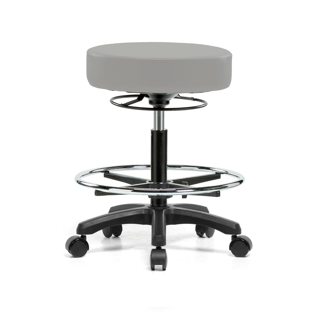 Height Adjustable Rolling Stool Gray Vinyl L714429