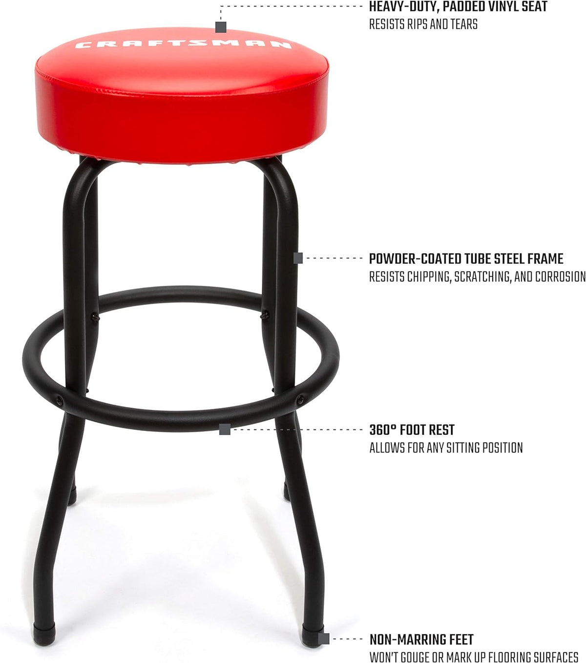 Adjustable Height Work Shop Stool, 29 to 34-inches Tall, 300-lb Capacity P499