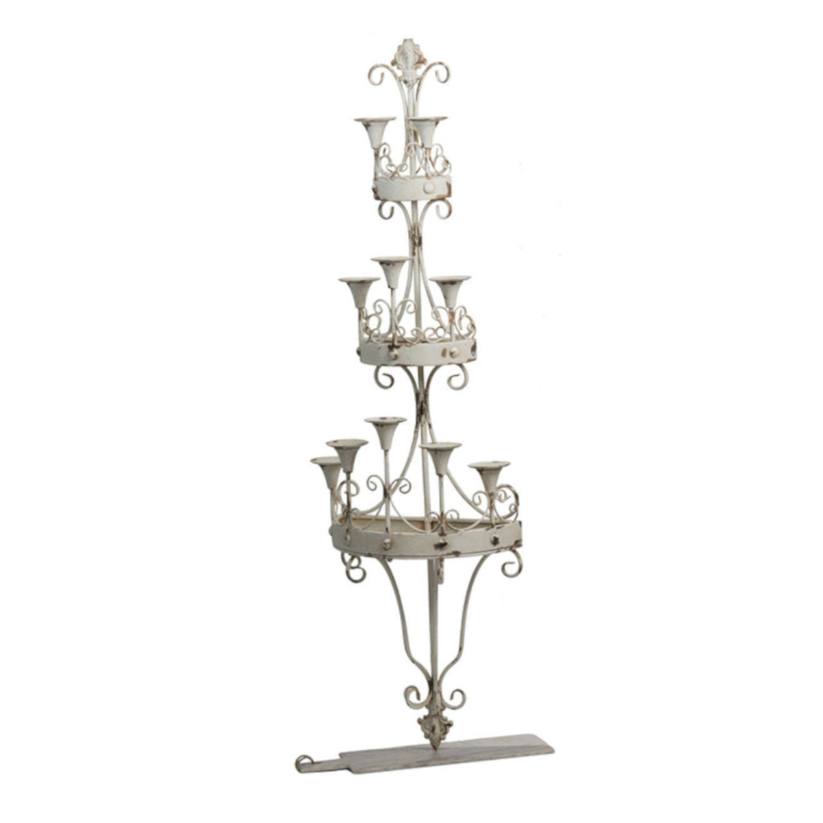 Distressed White Candle Holder I911