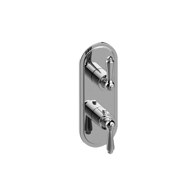 Two Hole Vertical Trim Plate with Handle in Polished Chrome Q99518