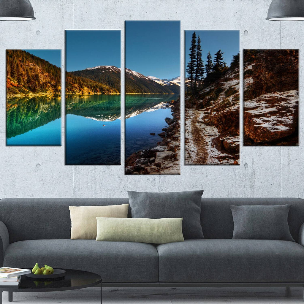 Blue Clear Lake with Mountains Art Canvas U764