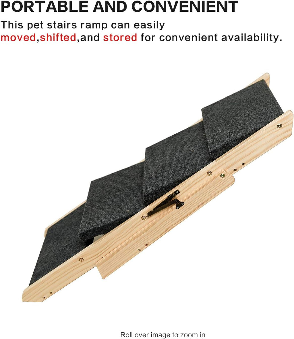 Foldable 4 Levels Wooden Pet Stairs and Ramp G2470