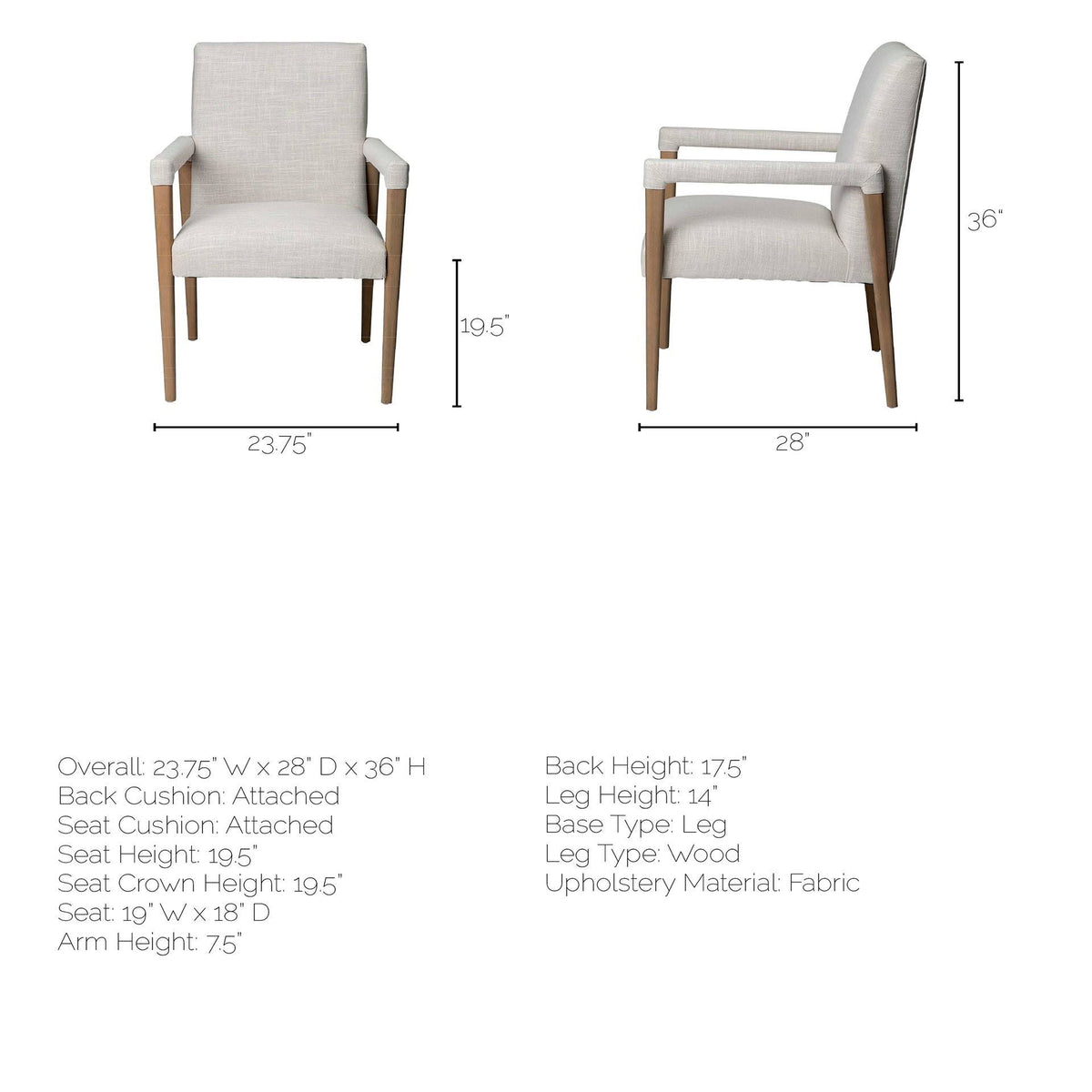 Cream Fabric Brown Wood Frame Dining Chair B490135