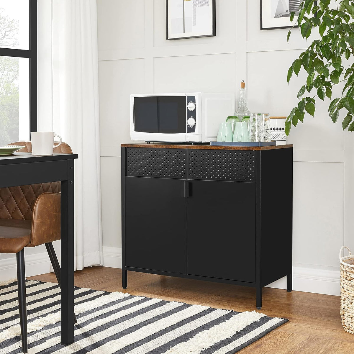 Rustic Brown and Black Storage Sideboard I49035