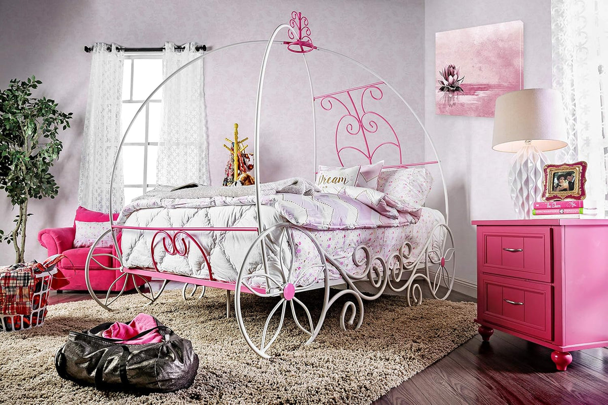 Twin Pink & White Carriage Bed Y4622