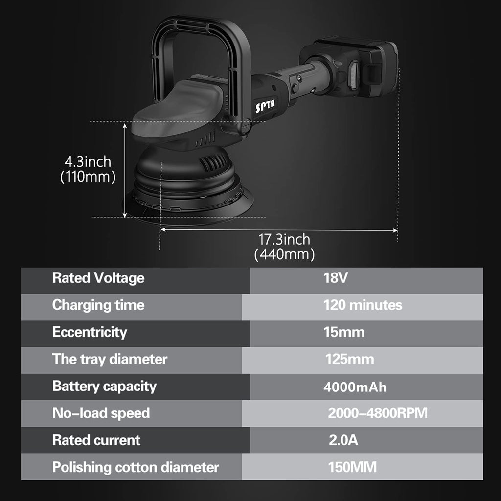 18V Cordless Car Polisher 15mm Orbit 7 Variable Speed X86981
