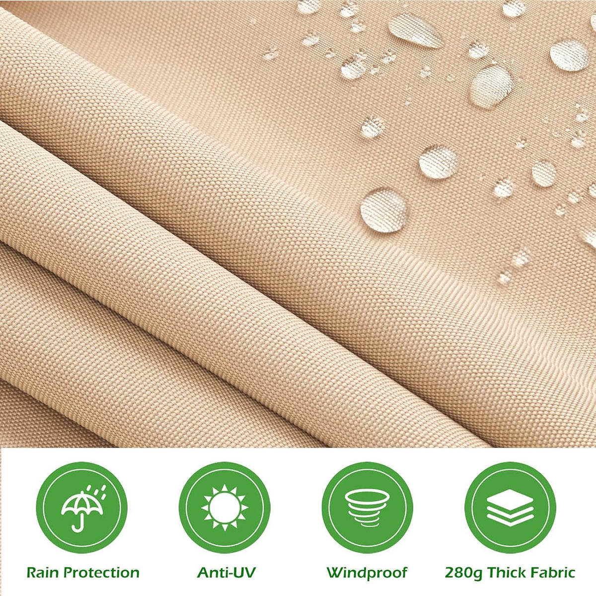 13'×8' Retractable Patio Awning with Manual Crank Handle, Beige K1302