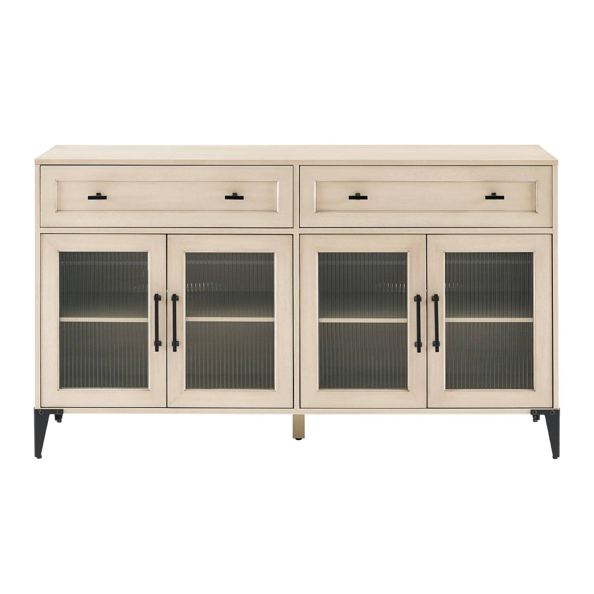 58-Inch 2-Drawer Fluted Glass Door Sideboard B190