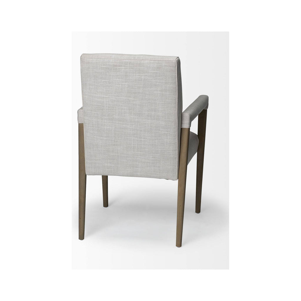 Cream Fabric Brown Wood Frame Dining Chair B490135