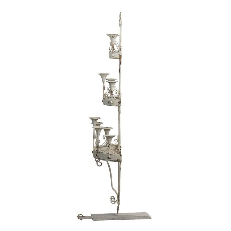 Distressed White Candle Holder I911