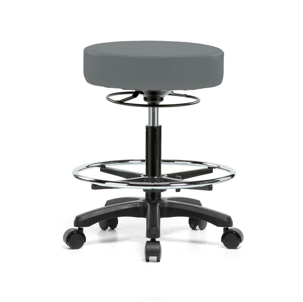 Height Adjustable Rolling Stool Gray Vinyl L714429